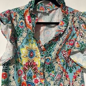 Floral Ruffle Sleeve Top